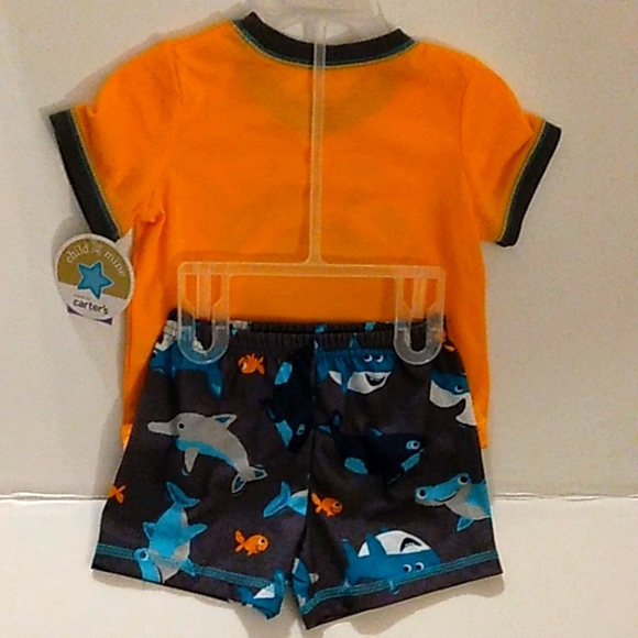 NWT☆Child Of Mine☆By CARTER'S 12M Orange Shark 2pc Pajamas Set - Picture 8 of 8